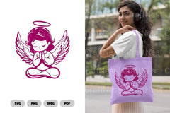 Isolated Praying Angel Stencil Clipart Bundle - CraftNest - Digital Crafting and Art