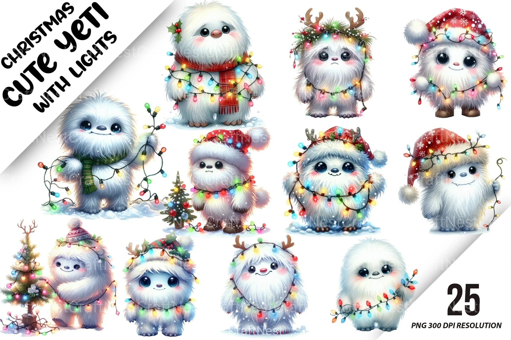 Christmas Cute Yeti Clipart Bundle - CraftNest - Digital Crafting and Art
