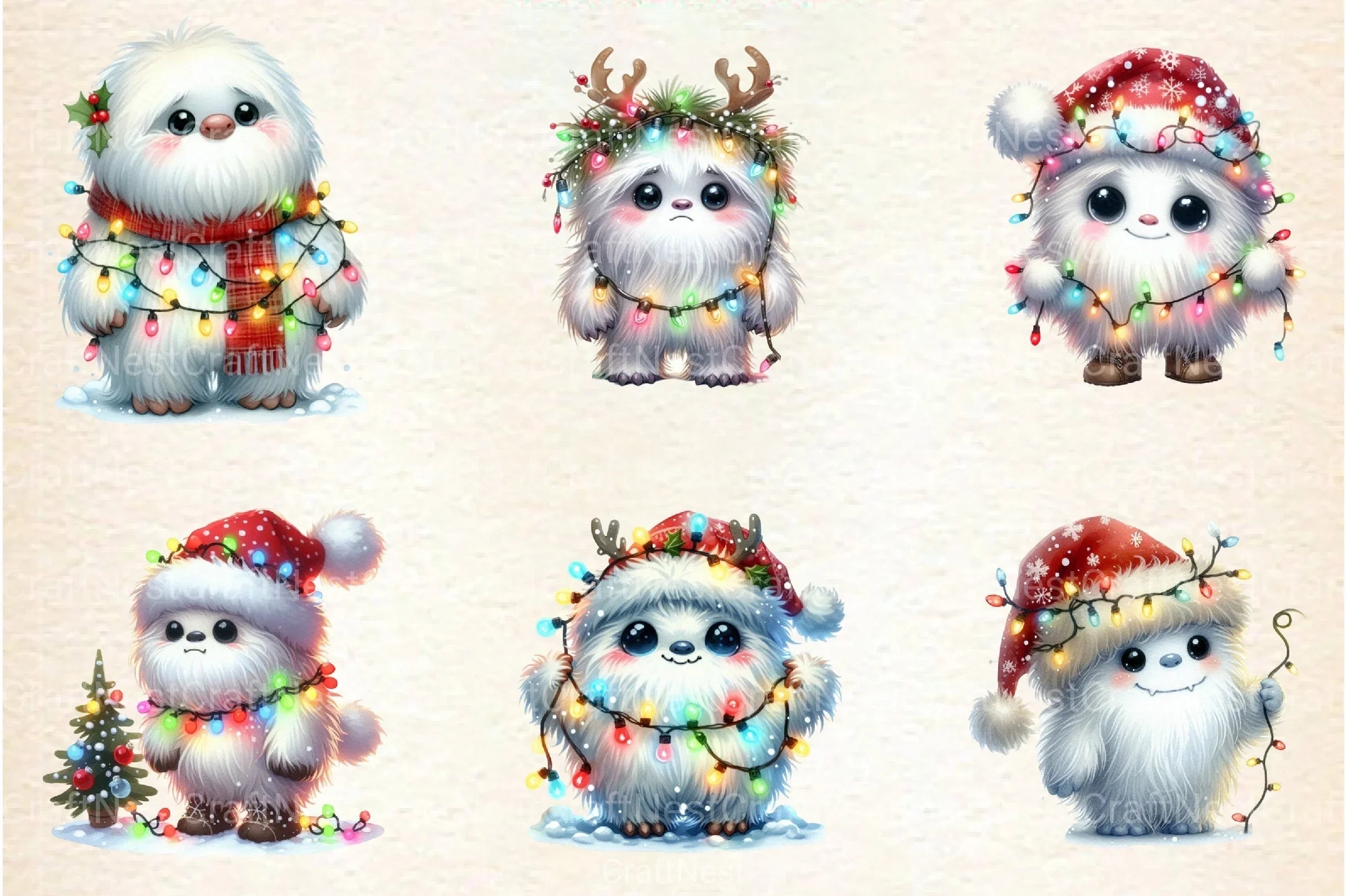 Christmas Cute Yeti Clipart Bundle - CraftNest - Digital Crafting and Art