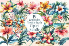 Tropical Beach Clipart Bundle - CraftNest - Digital Crafting and Art