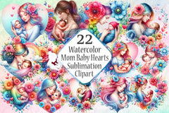 Mom and Baby Hearts Clipart Bundle - CraftNest - Digital Crafting and Art