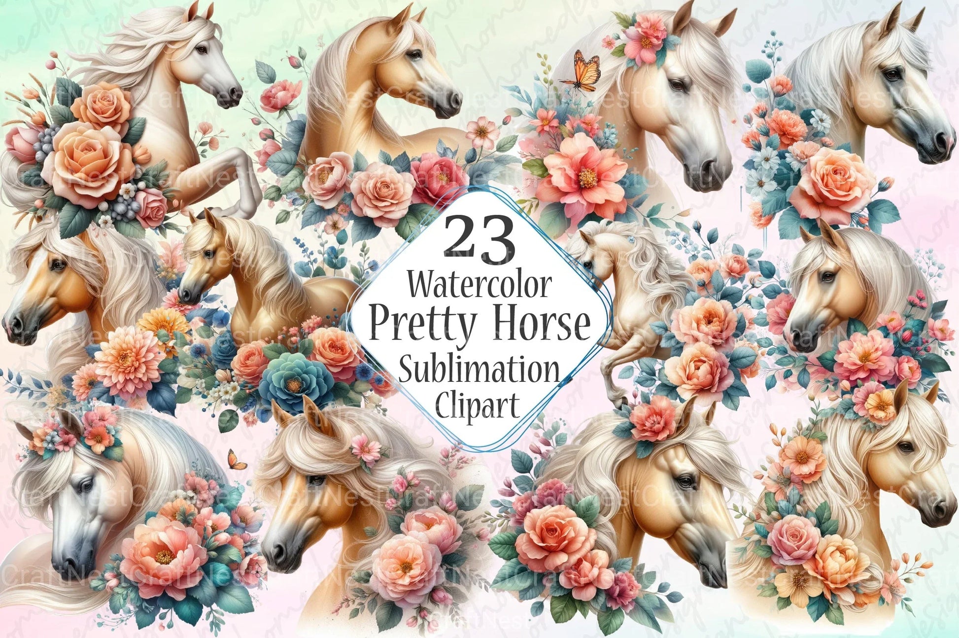 Pretty Palomino Horse Clipart Bundle - CraftNest - Digital Crafting and Art