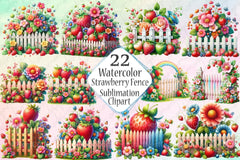 Strawberry Fence Clipart Bundle 2 - CraftNest - Digital Crafting and Art