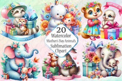 Cute Happy Mother's Day Animals Clipart Bundle 55 - CraftNest - Digital Crafting and Art