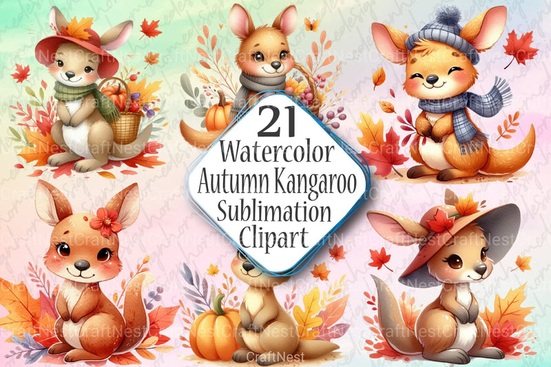 Autumn Kangaroo Clipart Bundle 67 - CraftNest - Digital Crafting and Art