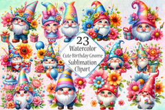 Cute Birthday Gnome Clipart Bundle - CraftNest - Digital Crafting and Art