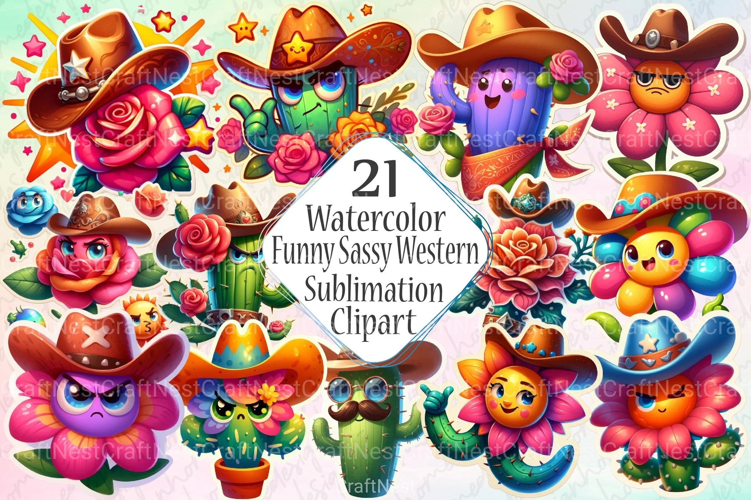 Funny Sassy Western Clipart Bundle - CraftNest - Digital Crafting and Art
