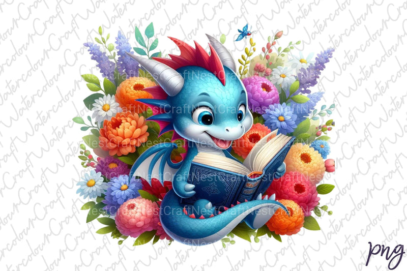 Cute Dragon Reading Clipart Bundle - CraftNest - Digital Crafting and Art