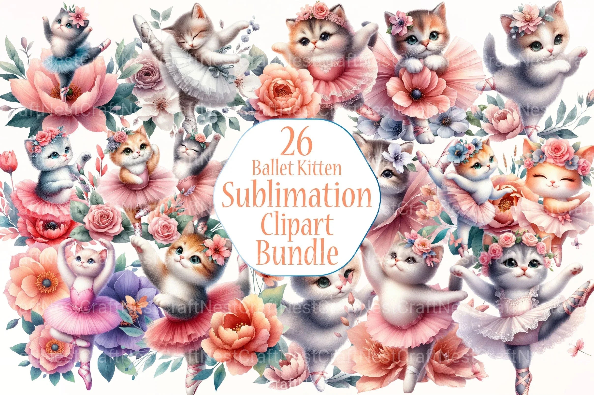 Ballet Kitten Clipart Bundle - CraftNest - Digital Crafting and Art