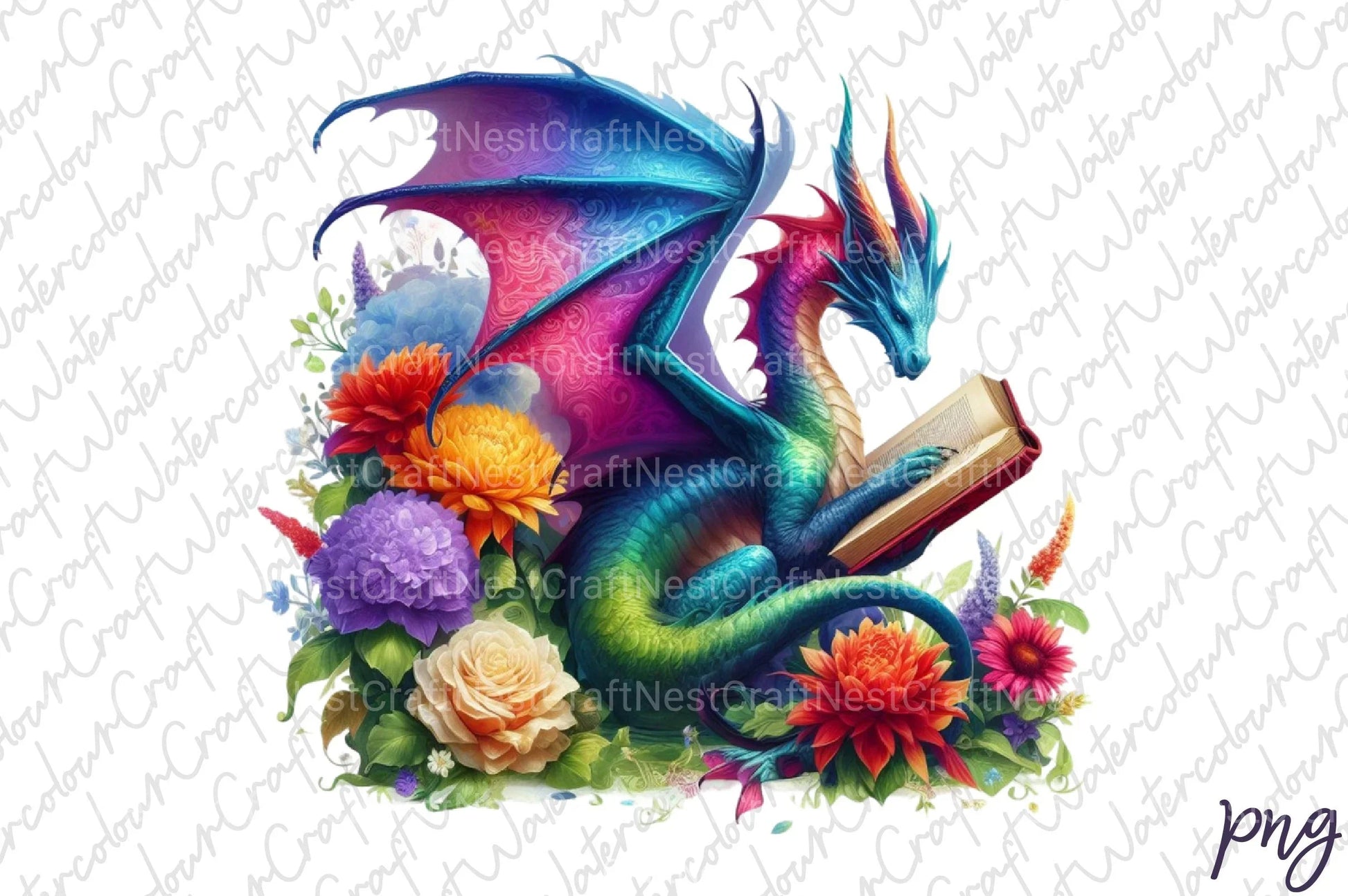Cute Dragon Reading Clipart Bundle - CraftNest - Digital Crafting and Art