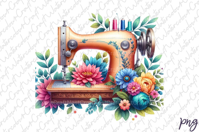 Floral Sewing Machine Clipart Bundle - CraftNest - Digital Crafting and Art
