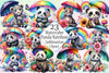 Panda Rainbow Umbrella Clipart Bundle