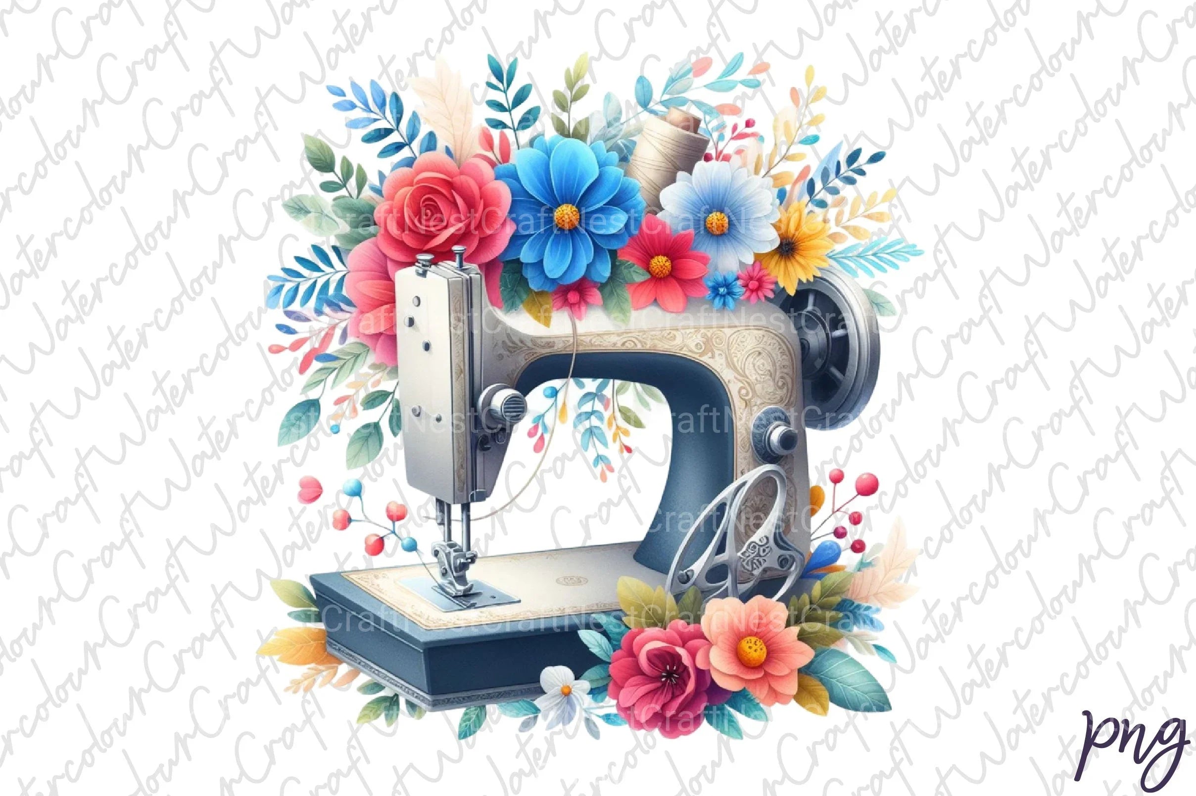 Floral Sewing Machine Clipart Bundle - CraftNest - Digital Crafting and Art