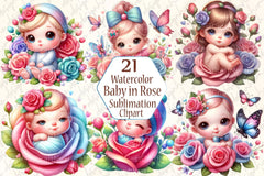Cute Baby in Rose Clipart Bundle - CraftNest - Digital Crafting and Art