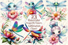 Dragonfly and Flowers Clipart Bundle