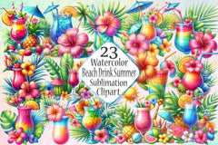 Tropical Beach Drink Summer Clipart Bundle 4 - CraftNest - Digital Crafting and Art