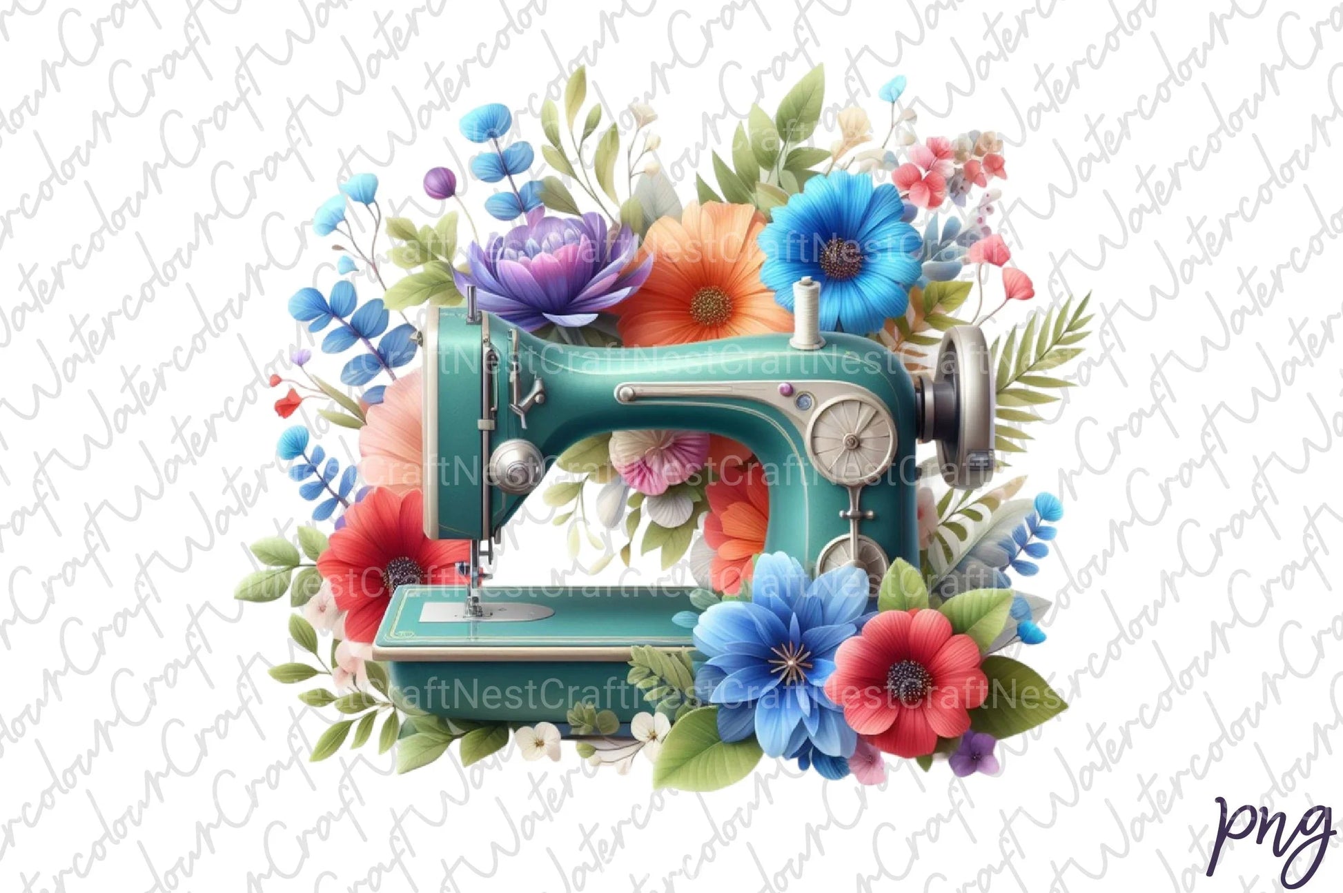 Floral Sewing Machine Clipart Bundle - CraftNest - Digital Crafting and Art