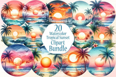 Tropical Sunset Circle Clipart Bundle - CraftNest - Digital Crafting and Art