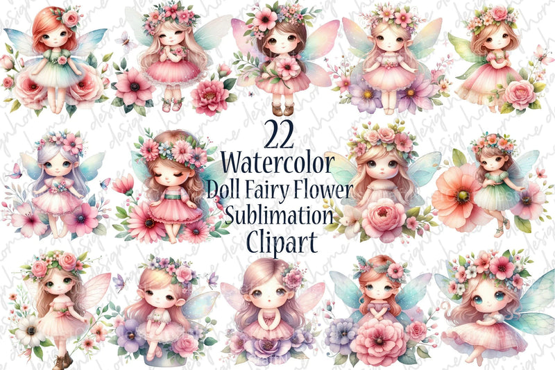 Cute Fairy Flower Doll Clipart Bundle - CraftNest - Digital Crafting and Art