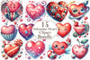 Retro Cartoon Valentine Heart Clipart Bundle