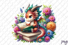 Cute Dragon Reading Clipart Bundle - CraftNest - Digital Crafting and Art