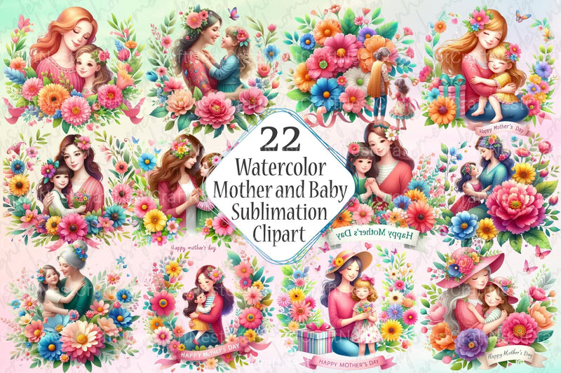 Mother and Baby Mother's Day Clipart Bundle 4 - CraftNest - Digital Crafting and Art
