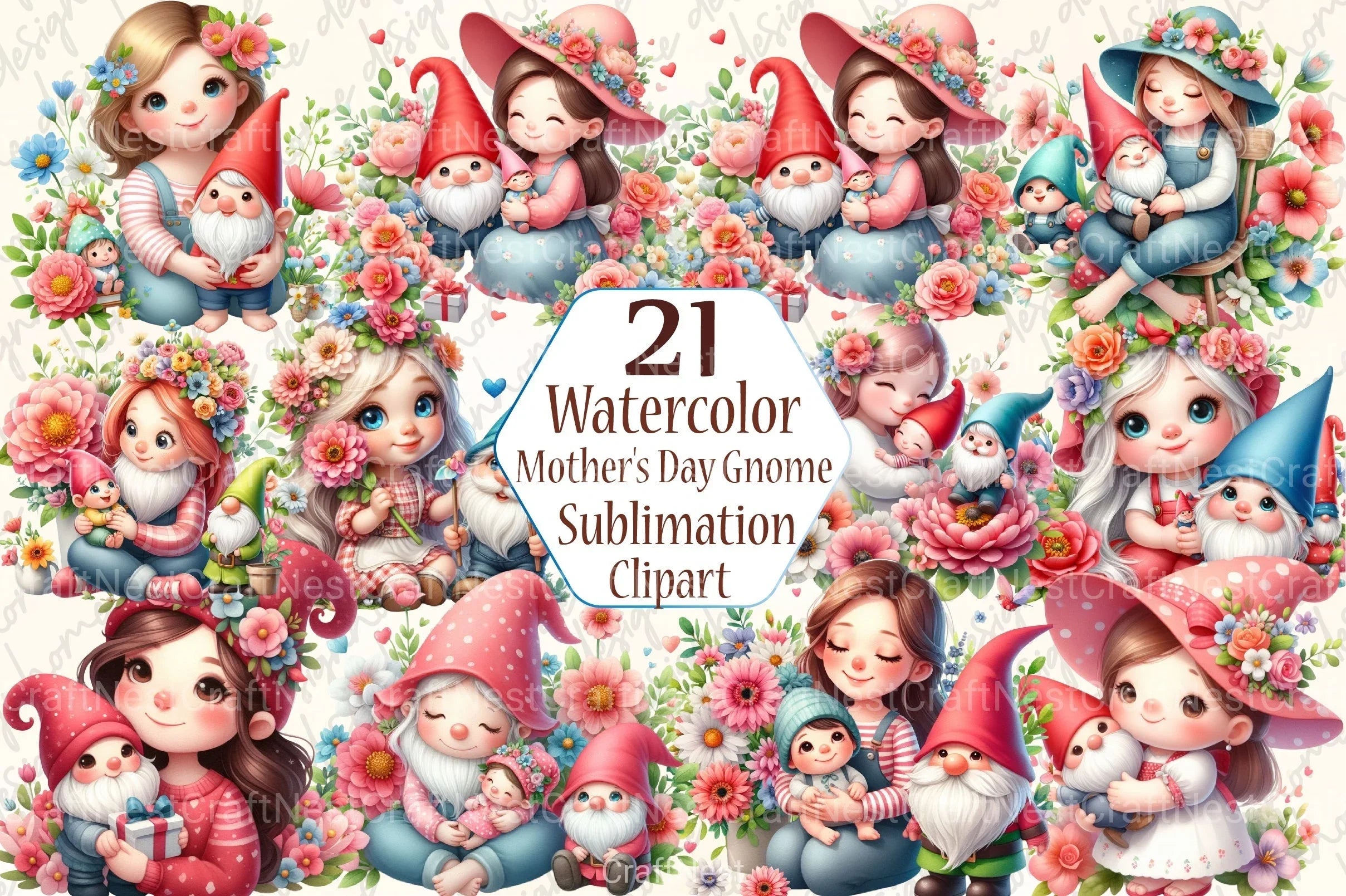Mother's Day Gnome Clipart Bundle 8 - CraftNest - Digital Crafting and Art