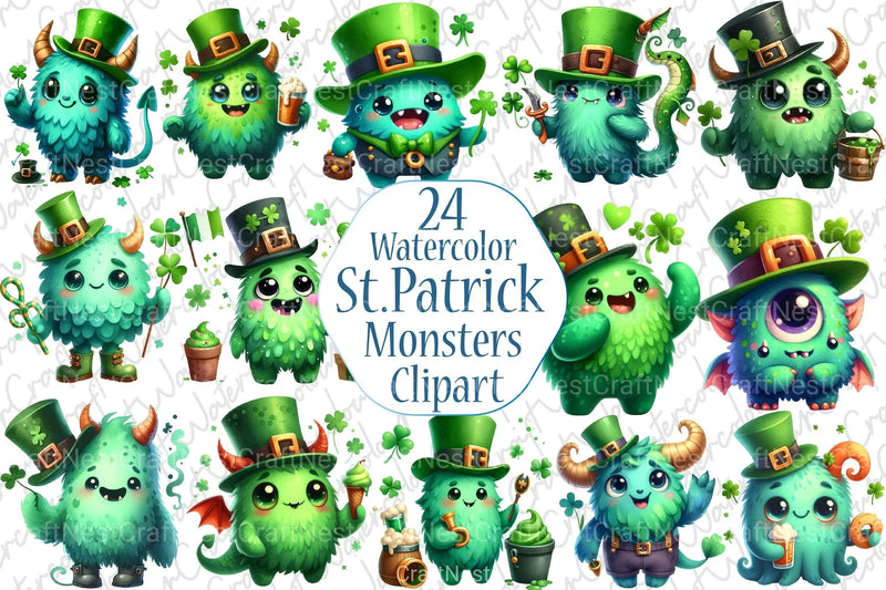 St. Patrick's Day Monsters Clipart Bundle - CraftNest - Digital Crafting and Art