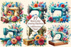 Floral Sewing Machine Clipart Bundle