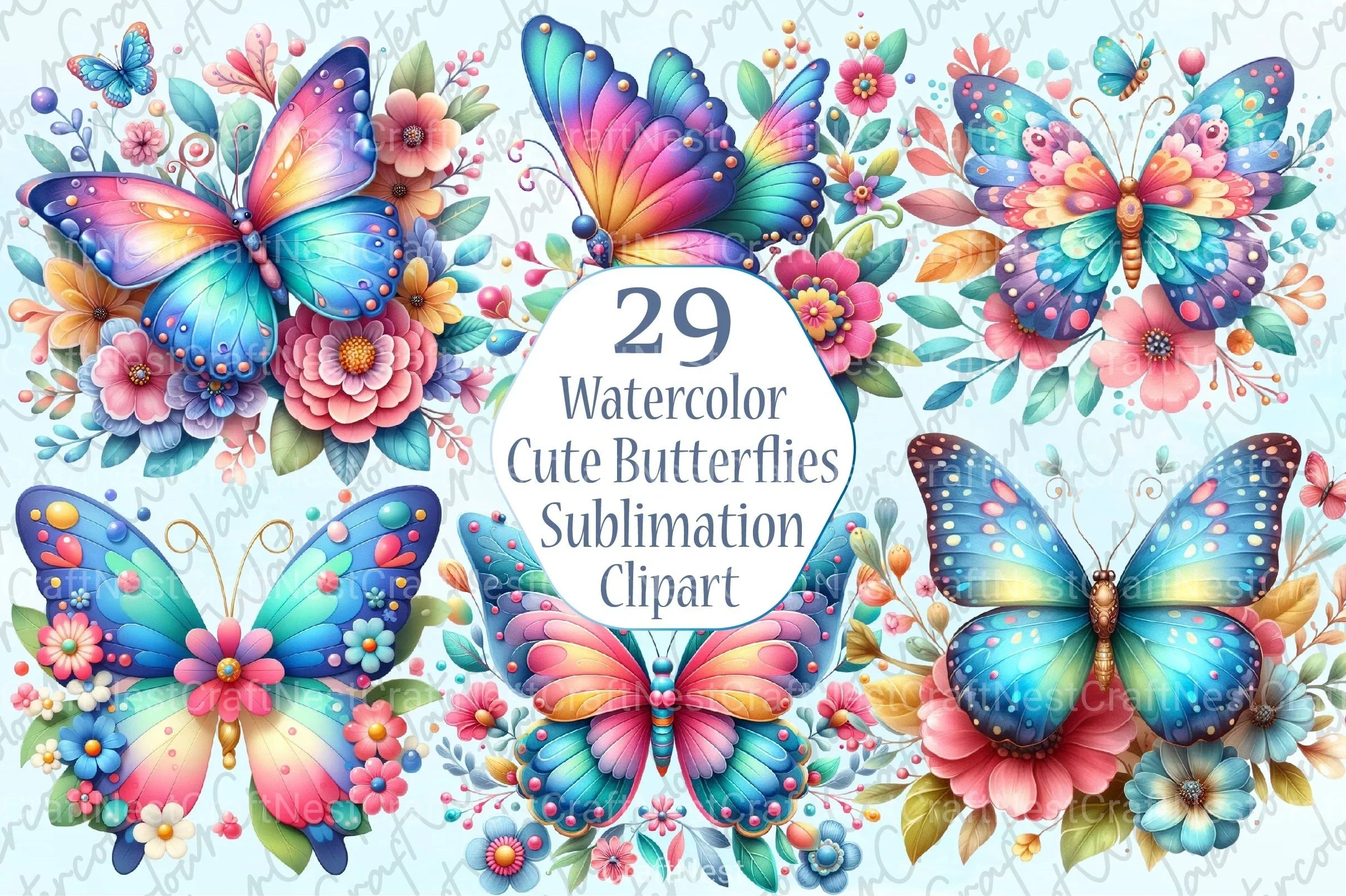 Cute Butterflies Clipart Bundle 1 - CraftNest - Digital Crafting and Art