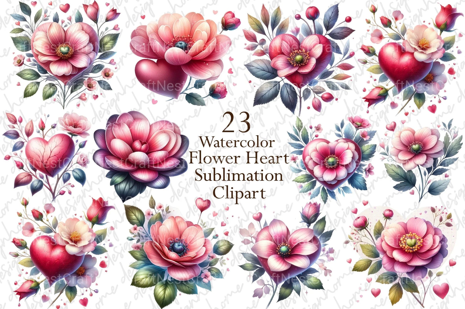 Flower Heart Clipart Bundle 99 - CraftNest - Digital Crafting and Art