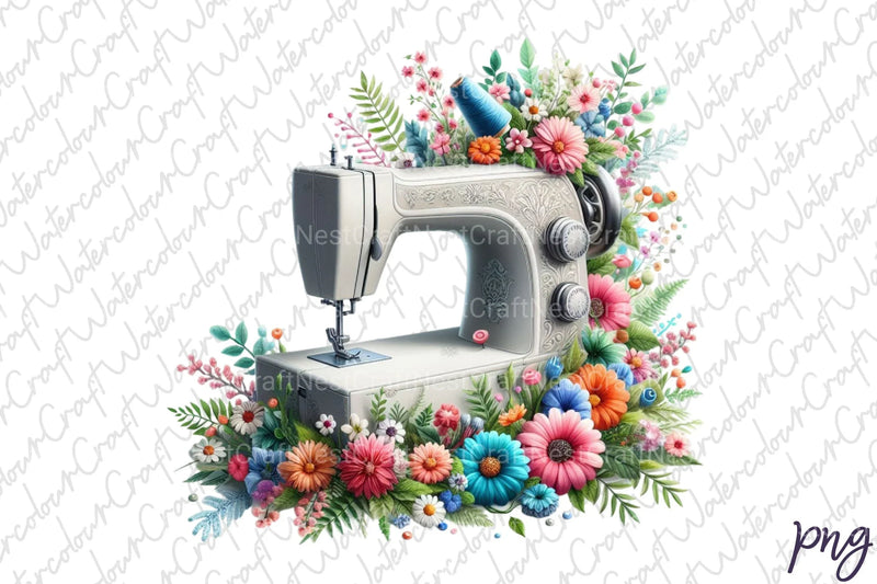 Floral Sewing Machine Clipart Bundle - CraftNest - Digital Crafting and Art