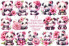 Pink Baby Panda Clipart Bundle