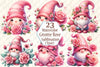 Cute Gnome Rose Clipart Bundle