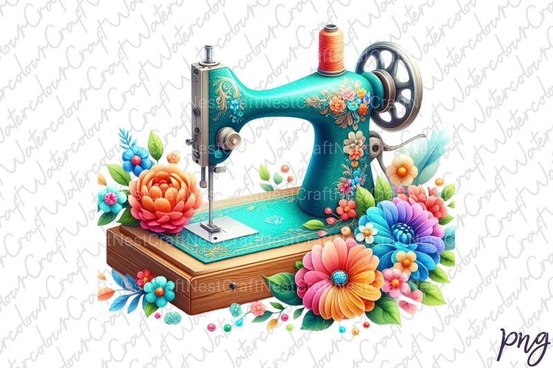 Floral Sewing Machine Clipart Bundle - CraftNest - Digital Crafting and Art