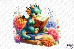 Cute Dragon Reading Clipart Bundle - CraftNest - Digital Crafting and Art
