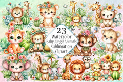 Baby Jungle Animals Clipart Bundle - CraftNest - Digital Crafting and Art