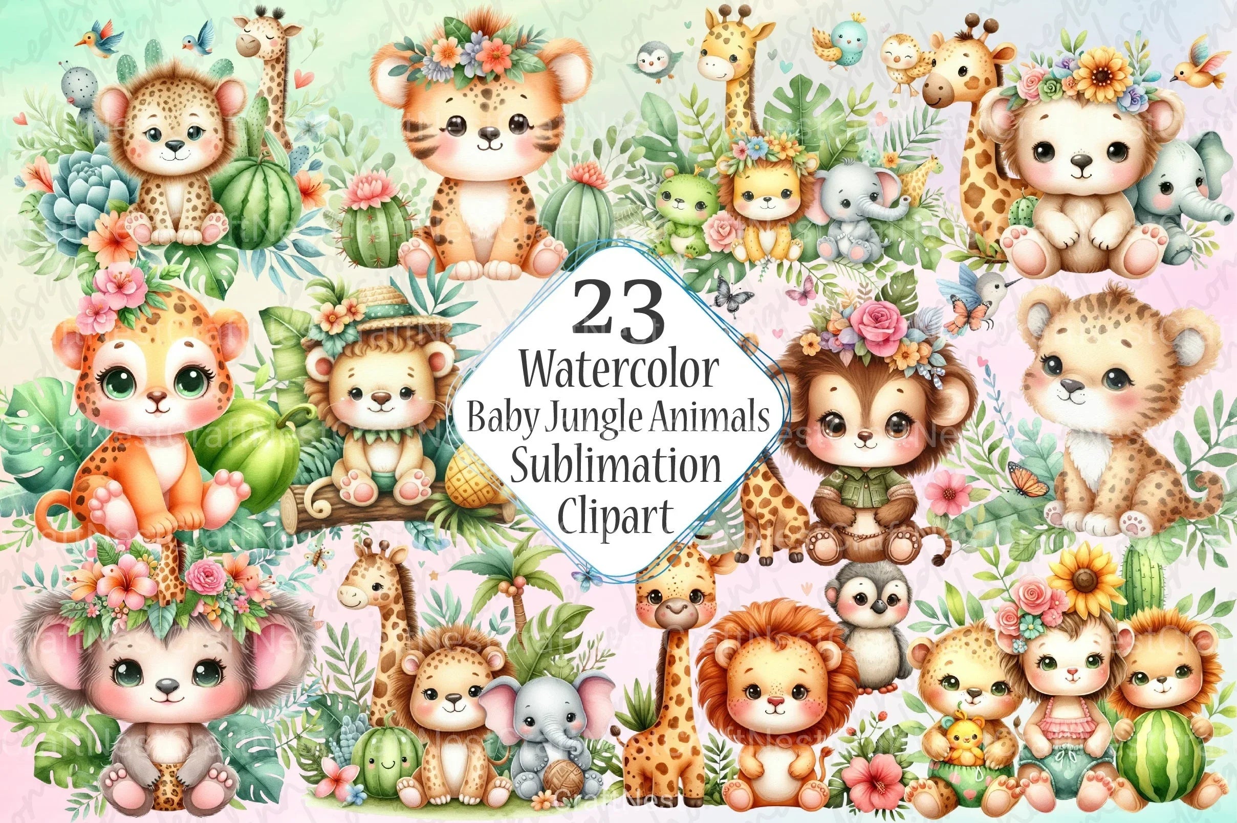 Baby Jungle Animals Clipart Bundle - CraftNest - Digital Crafting and Art