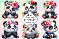 Pandas Clipart Bundle for Creative Projects - CraftNest - Digital Crafting and Art