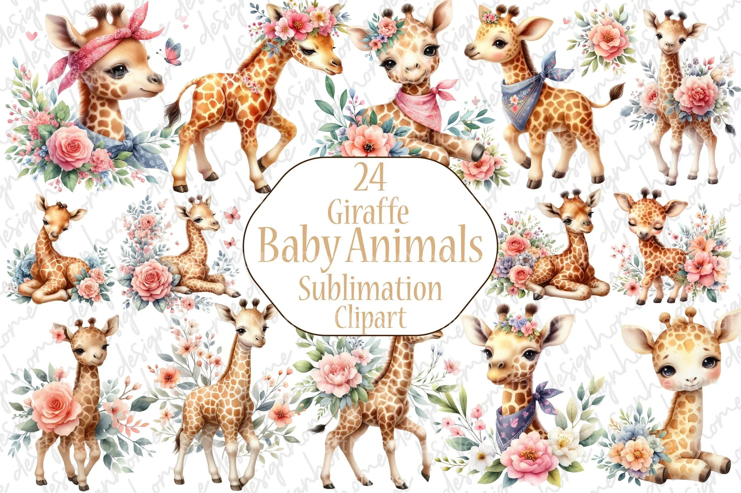 Giraffe Baby Animals Clipart Bundle - CraftNest - Digital Crafting and Art