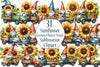 Sunflower Gnome Flower Truck Clipart Bundle