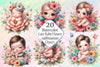 Cute Baby in Flowers Clipart Bundle