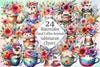 Floral Coffee & Animals Clipart Bundle