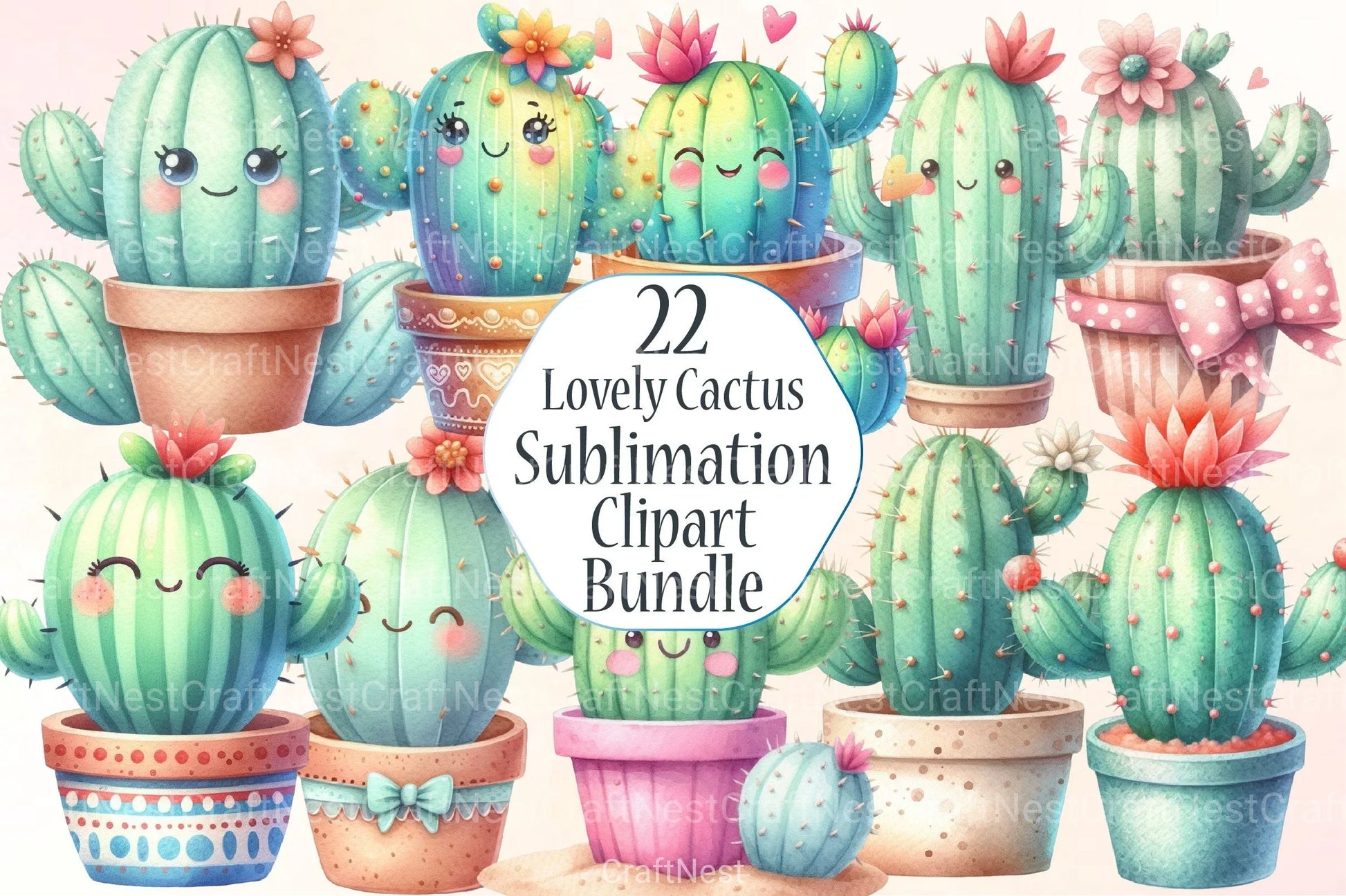 Lovely Cactus Clipart Bundle - CraftNest - Digital Crafting and Art