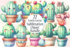 Lovely Cactus Clipart Bundle - CraftNest - Digital Crafting and Art