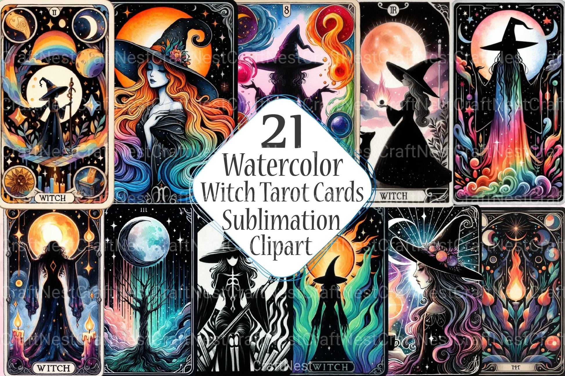 Witch Tarot Cards Clipart Bundle - CraftNest - Digital Crafting and Art