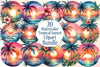 Tropical Sunset Palm Flower Clipart Bundle