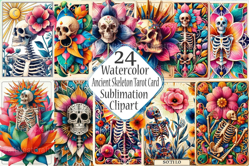 Ancient Skeleton Tarot Card Clipart Bundle - CraftNest - Digital Crafting and Art