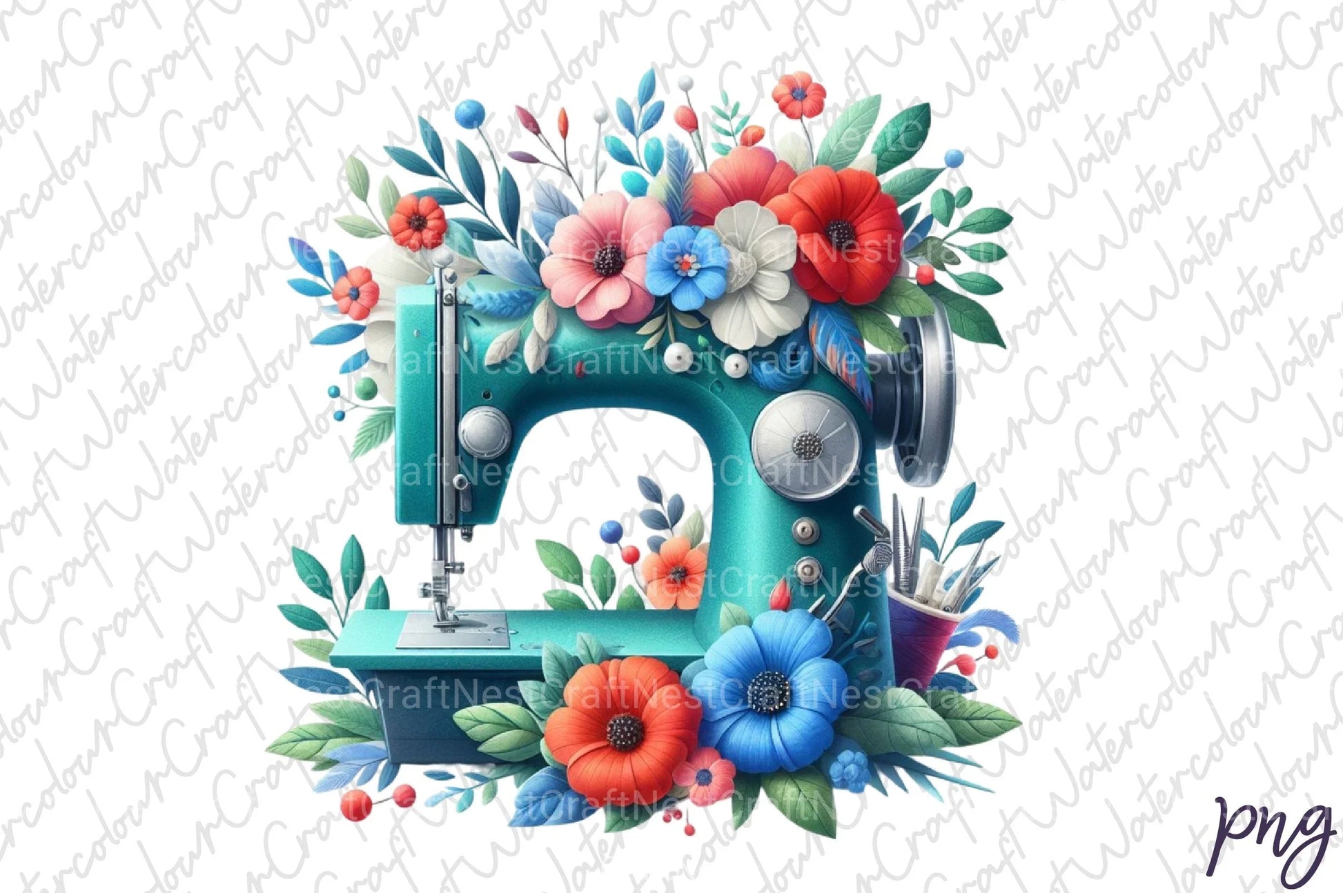 Floral Sewing Machine Clipart Bundle - CraftNest - Digital Crafting and Art