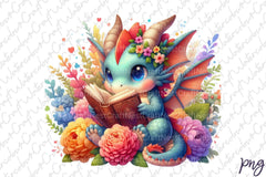 Cute Dragon Reading Clipart Bundle - CraftNest - Digital Crafting and Art